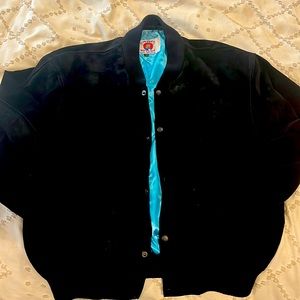 Black Vintage Camel Suede Bomber Jacket